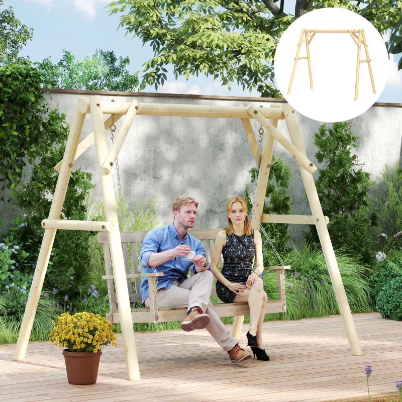 Outsunny 660 lbs Porch Swing Frame, A-Frame Hanging Chair Stand Only for DIY Painting, Swing Chair Stand for Backyard, Patio