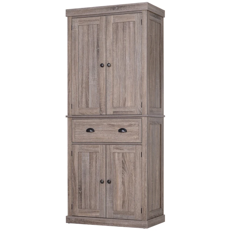 HOMCOM Long Standing Kitchen Cabinet w/ 2 Drawers MDF Board, Wood Grain