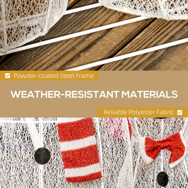 Outsunny 3-Piece Light Up Christmas Snowman Family Set of 3 Lighted Snowman Christmas Decoration for Indoor Outdoor White