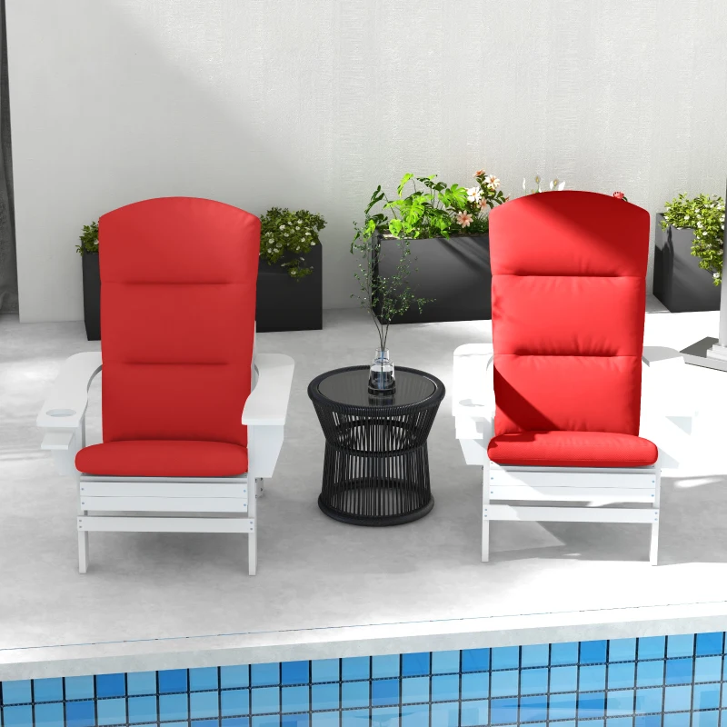 Outsunny Patio Chair Cushions for Adirondack Chair Replacement Cushions with Back and Ties, Set of 2, Wine Red