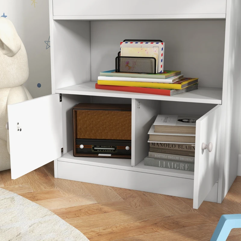 Qaba Toy Storage Organizer Shelf, Kids Bookshelf for Bedroom, Playroom, Nursery, White