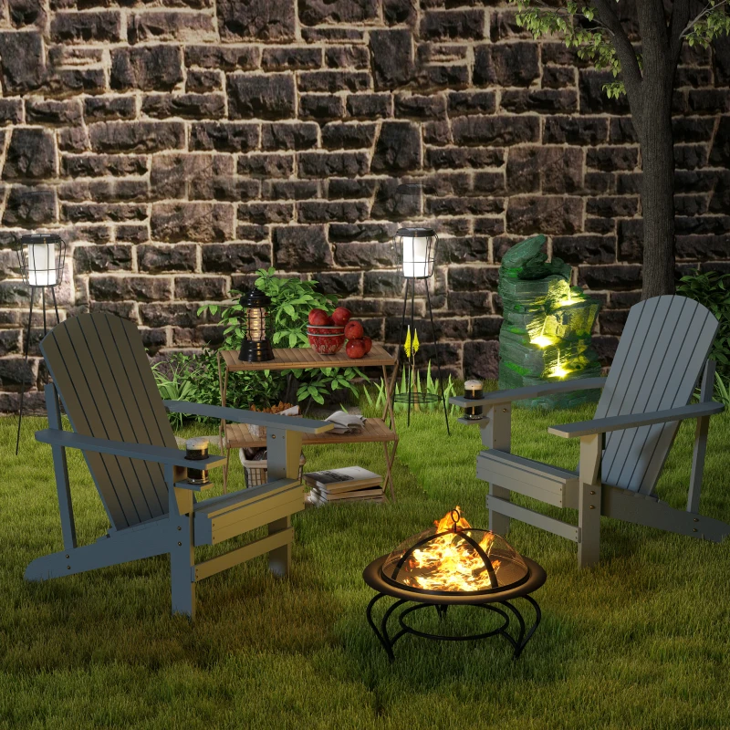 Outsunny Set of 2 Solar or USB Rechargeable Lamp Set LED Accent Lantern Light with Bottom Shelf for Garden Porch Lawn