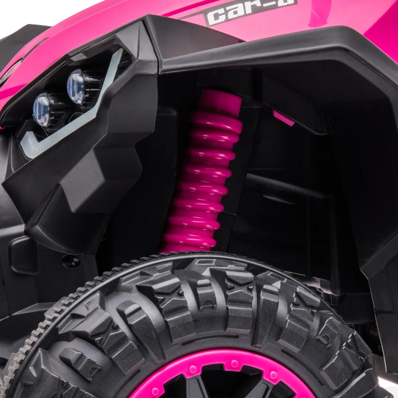 Aosom 12V Kids ATV Quad Car with Forward & Backward Function, Wear-Resistant Wheels, Music, for Toddlers 3-5 Years Old, Pink