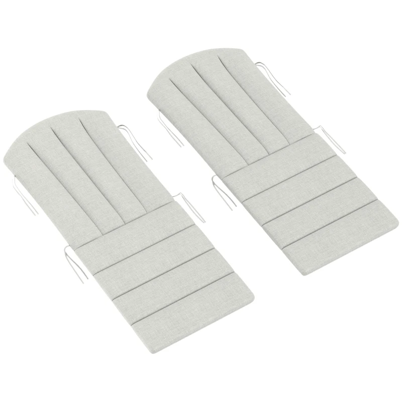 Outsunny Set of 2 Patio Chair Cushions, High Back Adirondack Chair Cushion with Ties, High-Density Foam, Light Grey
