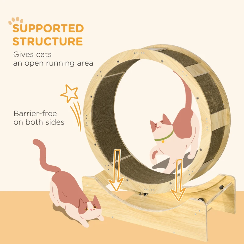 PawHut 36" Cat Wheel for Indoor Cats with Brake for Health and Fitness, Oak