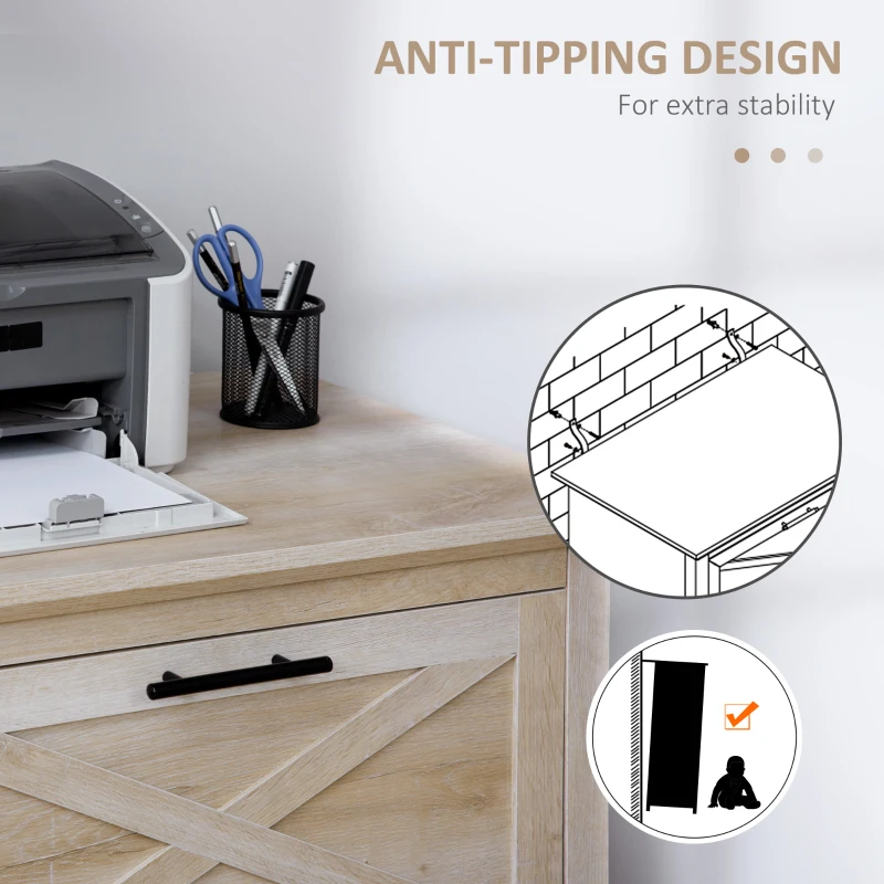 HOMCOM Retro Wooden 2-Drawer Lateral File Chest Cabinet Pedestal for Document Storage with Hanging Bar for Letter/Legal Size, White Oak