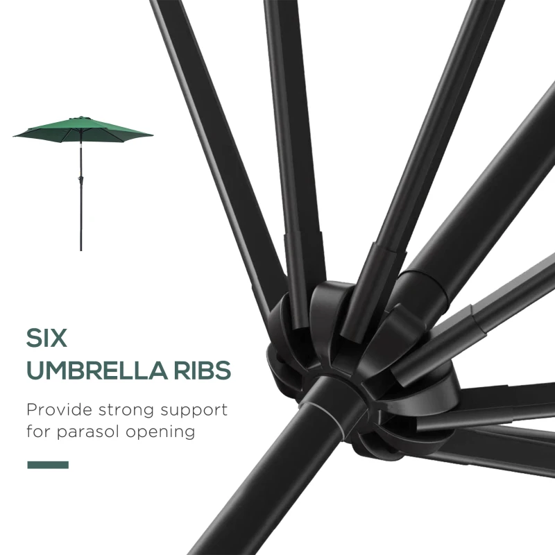 Outsunny 8.5FT Patio Umbrella, Round Garden Parasol with 6 Ribs, Market Sunshade Tilt Canopy w/ Crank Handle for Outdoor, Green