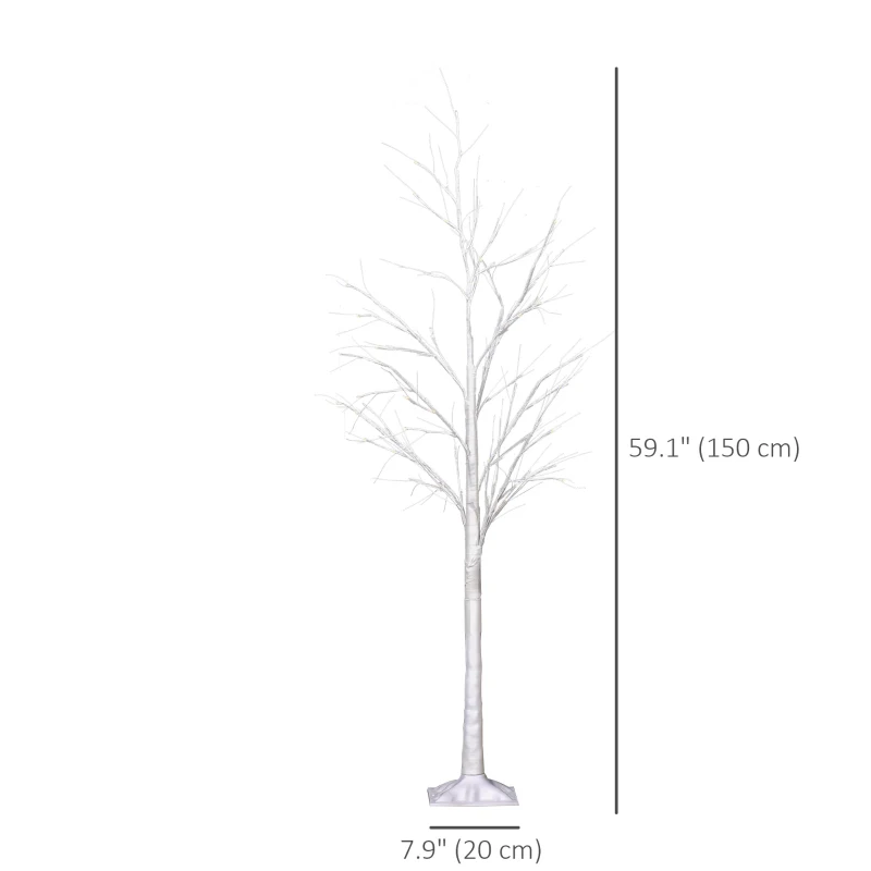 Outsunny 5FT Garden Birch Tree Light with 58 Warm LEDs and 8 Light Modes, DIY Artificial Tree Lamp for Outdoor and Indoor Birthday Wedding Party