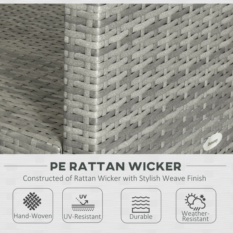 Outsunny 4 Piece Rattan Patio Furniture Set w/ Glass Table Top, Cushions for Backyard, Garden, Poolside, Deck, Charcoal Grey