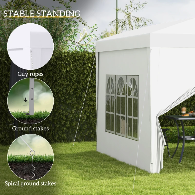 Outsunny 9.7' x 9.7' Outdoor Pop Up Party Tent Wedding Gazebo Canopy with Carrying Bag (White)