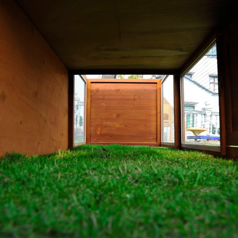 PawHut 2-Story Wooden Rabbit Hutch Backyard Bunny Cage Small Animal  House with Outdoor Run