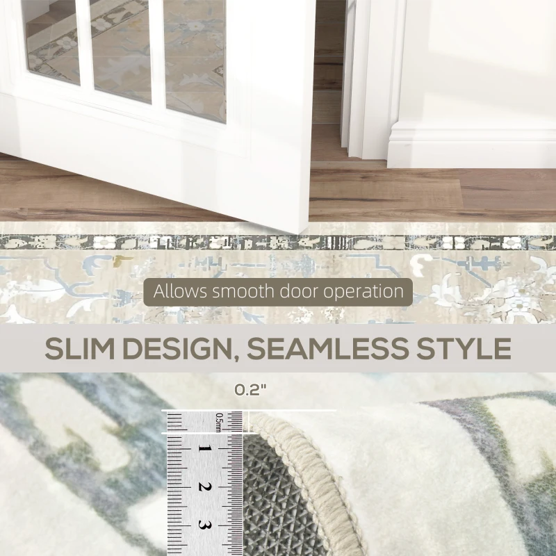 HOMCOM 6x9 Area Rug, Indoor Boho Machine Washable Carpet for Living Room, Bedroom, Dining Room, Kitchen, Blue