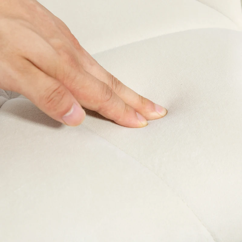 HOMCOM Bar Stool Set of 2 Fabric Adjustable Height Armless Upholstered Counter Chairs with Swivel Seat, Cream White