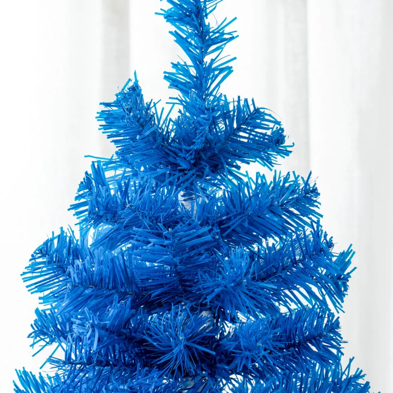 HOMCOM 6FT Pencil Christmas Tree, Artificial Christmas Tree with Automatic Open for Home Party, Blue