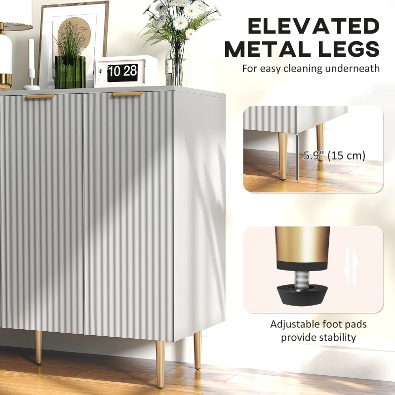 HOMCOM Modern Kitchen Storage Cabinet, Sideboard Buffet Cabinet with Adjustable Shelves for Kitchen Hallway, Grey