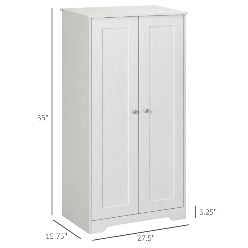 HOMCOM Kitchen Pantry Storage Cabinet, Freestanding Kitchen Cupboard with 2 Doors, Adjustable Shelves for Living Room