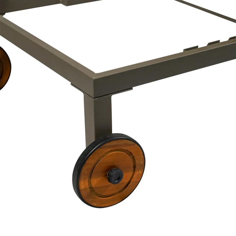 Outsunny Patio Rattan Sun Lounger with 4-Level Adjustable Backrest and Wheels, Wicker Chaise Lounge Chair with Cushion, for Patio, Deck, Poolside Cream White