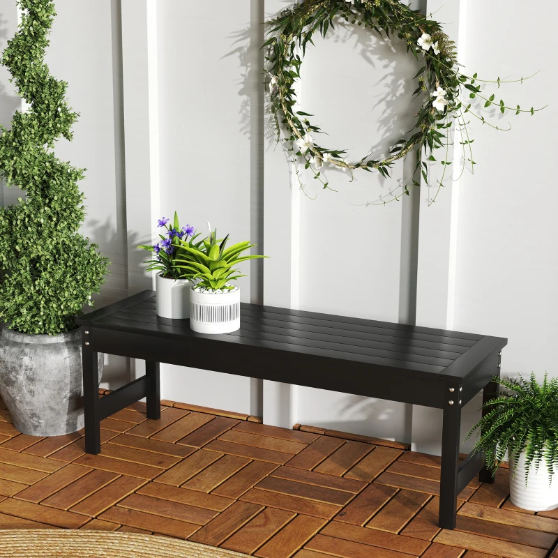 Outsunny 47" Outdoor Bench Seat, HDPE All-Weather Garden Bench, Backless Slatted Patio Bench for Yard, Porch, Park, Black
