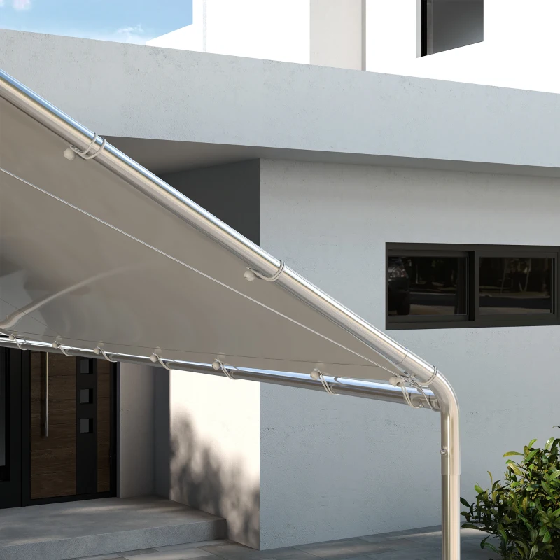 Outsunny 10 x 20ft Carport Roof, UV Resistant Canopy Replacement Cover with Ball Bungee Cords, White