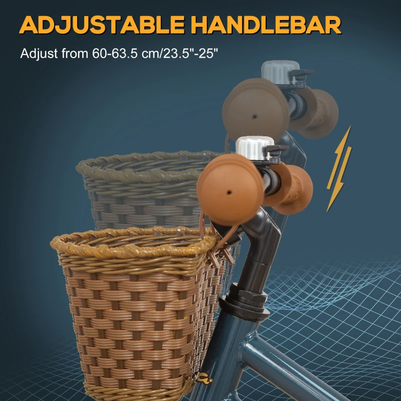 Qaba Kids Balance Bike with Basket, Adjustable Height Handlebars, Soft-Grip Push Bike with Bell, Rubber Tires, Skill-Improving Training Bike Ages 3-6, Little Kids Outdoor Toys