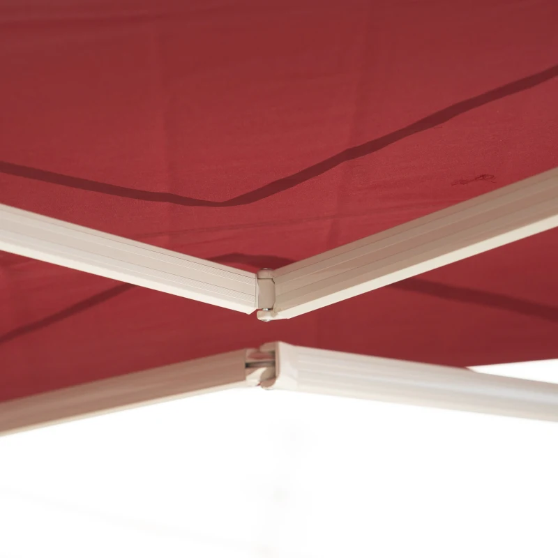 Outsunny 12' x 10' Retractable Awning Patio UV Resistant Fabric and Aluminum Frame for Deck, Balcony, Yard, Wine Red