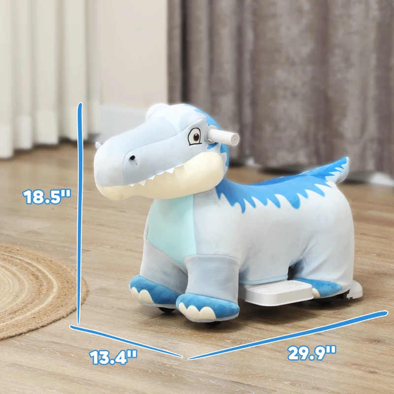 Qaba 6V Kids Electric Ride on Animal Tyrannosaurus with Music Forward for Aged 18-36 Months, Blue