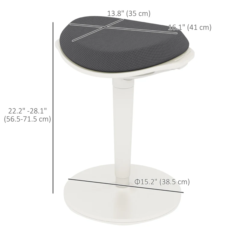 HOMCOM Standing Desk Stool, Ergonomic Wobble Chair, Adjustable Leaning Stool for Office Desks, with Rocking Motion, Grey