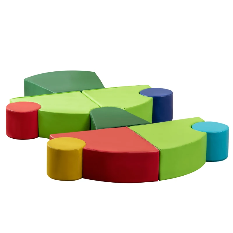 Qaba 10-Piece Soft Play Set for Creativity, Climb and Crawl Foam Playset with Easy-to-Clean Surface, Activity Play Structures for 18 Months Old