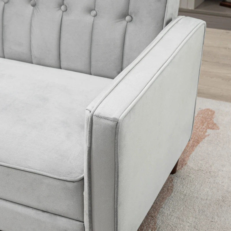 HOMCOM 3 Seater Sofa Bed with Reclining Split Back & Rubber Wood Legs, Light Gray