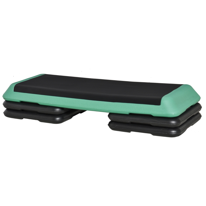 Soozier 43" Adjustable Aerobic Platform Stepper 3 Level with Risers 4” 6” 8” Cardio Fitness Trainer Workout Step Home Gym Exercise, Black Green