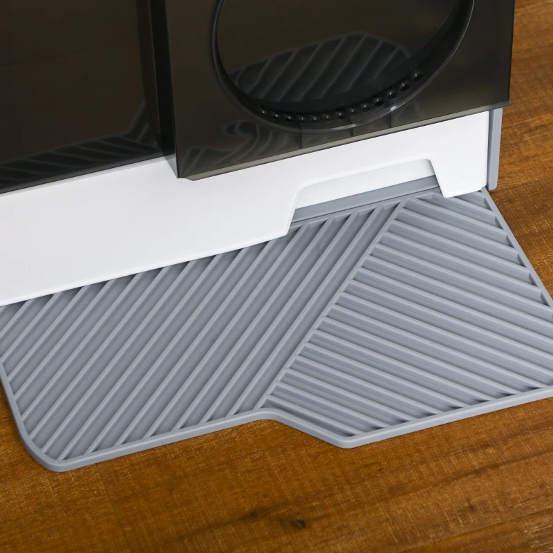 PawHut Hooded Cat Litter Box w/ Litter Mat, Litter Particle Catching, Gray