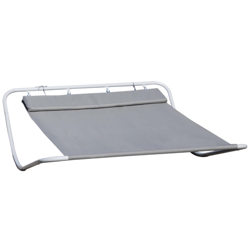 Outsunny Double Rocking Sun Lounger Hammock Bed with Steel Frame and Headrest for Garden Beach and Pool 7'L x 5.7'W