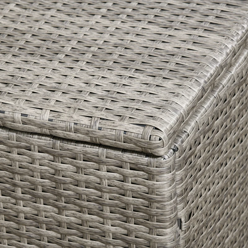 Outsunny 113 Gallon Outdoor Storage Box, Rattan Deck Box for Indoor, Patio Furniture Cushions, Pool Garden Tools, Gray