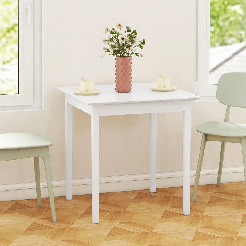 HOMCOM 30" Square Dining Table, Farmhouse Dining Room Table with Pine Wood Frame, Space Saving Small Kitchen Table, White