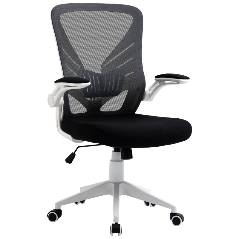 Vinsetto Mid-Back Mesh Home Office Chair Computer Task Ergonomic Desk Chair with Lumbar Back Support, Flip-Up Arm, and Adjustable Height, Grey