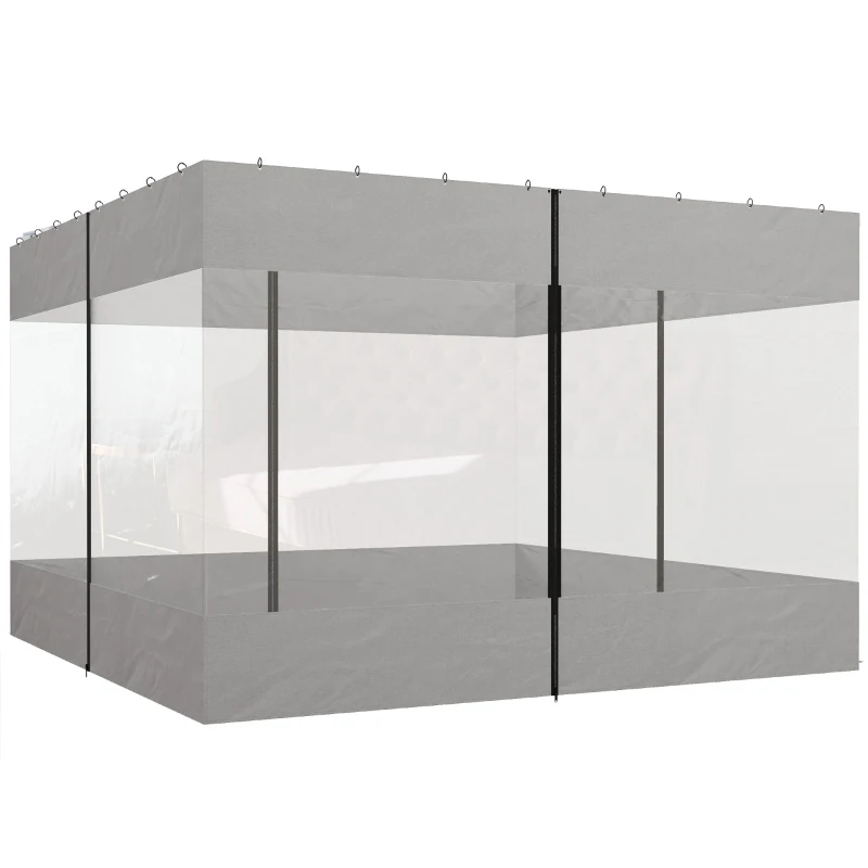 Outsunny Pergola Gazebo Curtains for 10' x 10' Pergola, 4 Pack Side Panels Replacement with Large Windows and Zipped Doors