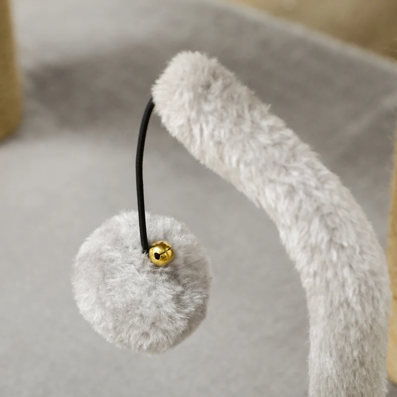 PawHut Cat Tower Condo for Indoor Cats, Small Cat Tree with Jute Scratching Posts, Top Perch, Dangling Balls, Light Grey