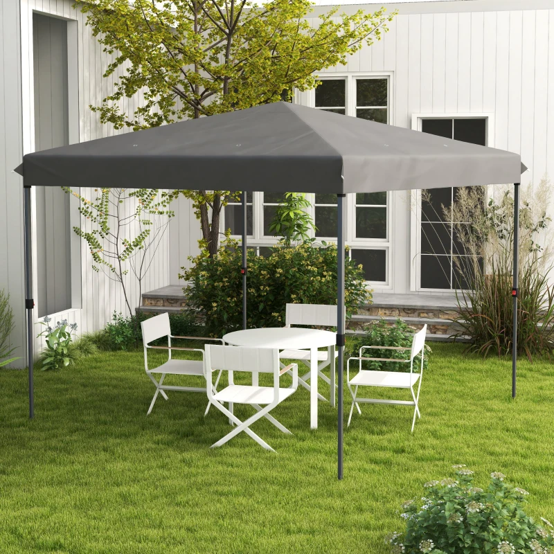 Outsunny 10x10FT Pop Up Canopy with 1-Button Push, Carry Bag, Stakes, Ropes, Sandbags, Height Adjustable Instant Sun Shelter