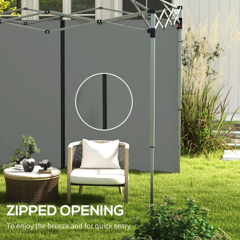 Outsunny 10' x 20' or 10' x 10' Pop Up Canopy Sidewalls, 2 Pack Gazebo Side Panels, Sides Replacement, with Zipped Doors