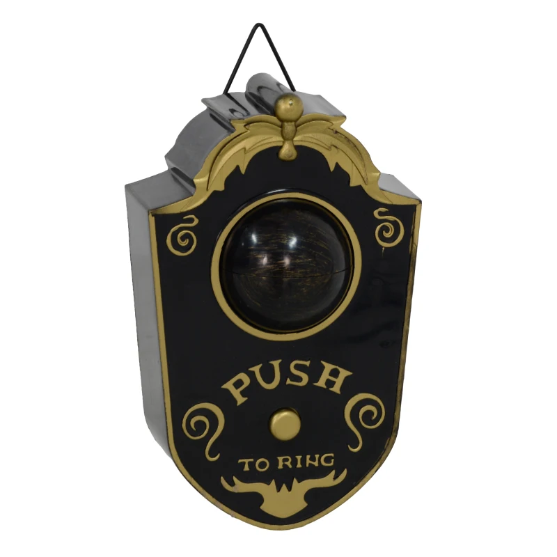 HOMCOM Halloween Decoration Animatronic, Doorbell w/ Realistic Light-up Eyeball, Sound and Motion Prop Activated for Party
