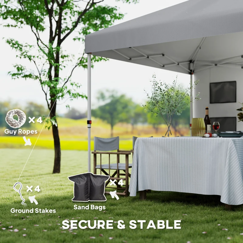 Outsunny 10' x 10' Pop Up Canopy Tent with Sidewall, Height Adjustable Instant Sun Shelter with Storage Pockets, Light Grey