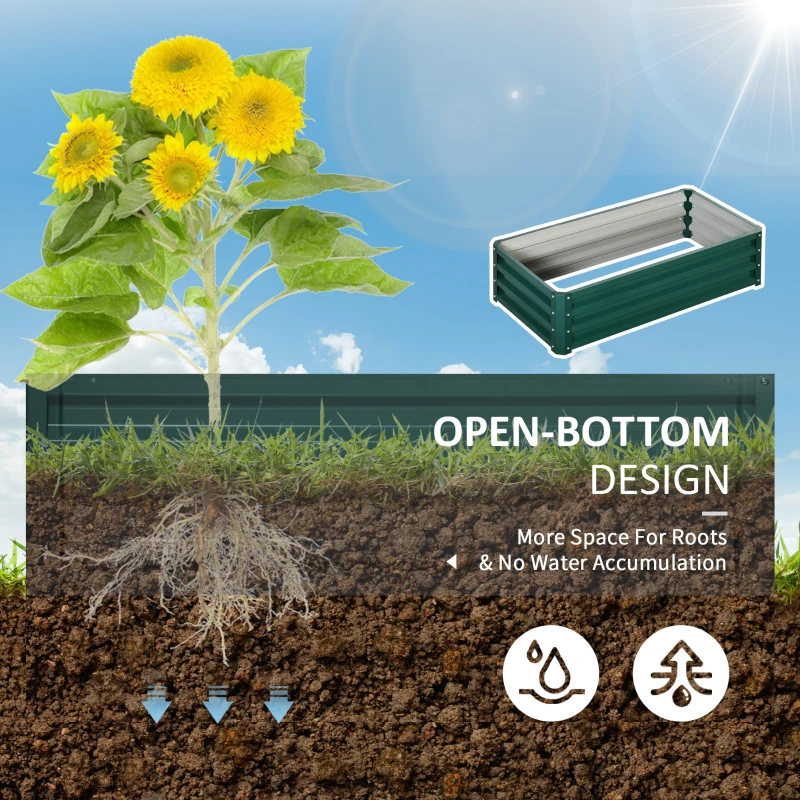 Outsunny Galvanized Raised Garden Bed, Outdoor Planter Box for Vegetables, Flowers, Herbs, 4' x 2' x 1', Green