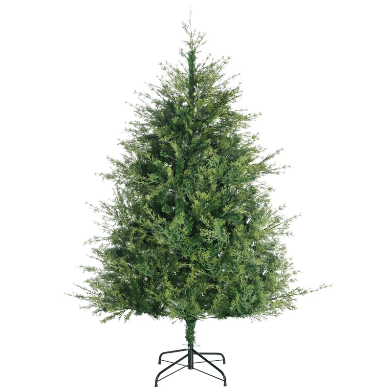 HOMCOM 6' Artificial Christmas Trees, with Easy-to-Shape Branches, Auto Open, Steel Base, Wide Shape