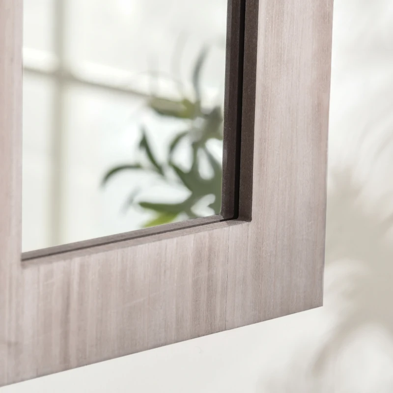 HOMCOM 41" x 31.5" Large Rustic Wall Mirror, Arch Window Mirror for Wall Decor in Living Room, Bedroom, Entryway, Natural