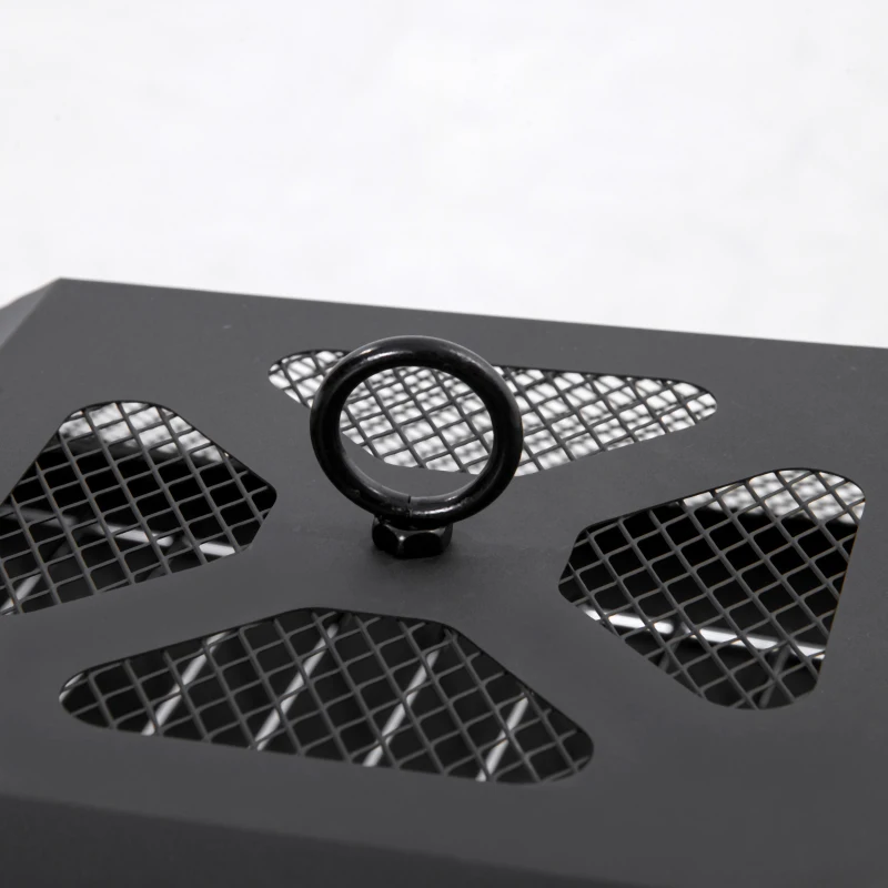 Outsunny Wood Burning Portable Fire Pit, Outdoor Firepit with Cooking BBQ Grill, Spark Screen, Poker for Backyard, Black