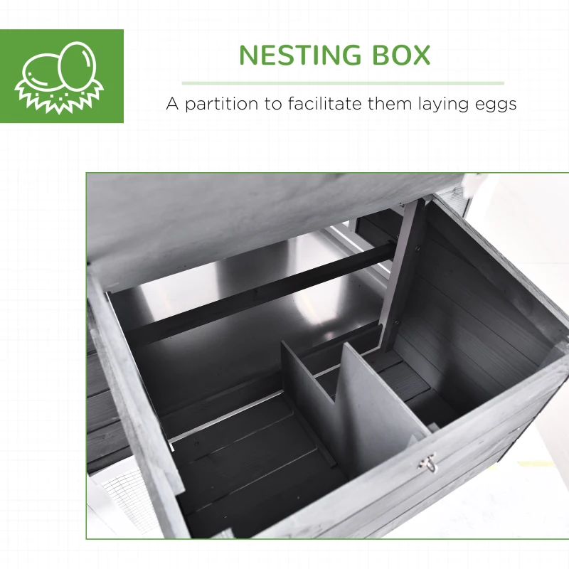 PawHut Deluxe Chicken Coop Small Animal Habitat Hen House with Outdoor Run Resting Nesting Box Removable Tray Waterproof Asphalt Roof Lockable Door