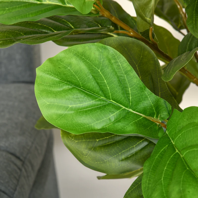 HOMCOM 5FT Artificial Fiddle Leaf Fig Tree Faux Decorative Plant in Nursery Pot for Indoor Outdoor Décor