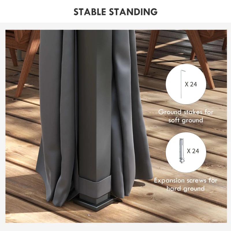 Outsunny 12' x 19' Aluminum Pergola with Adjustable Louvered, Outdoor Pergola with Curtains and Netting, Dark Gray