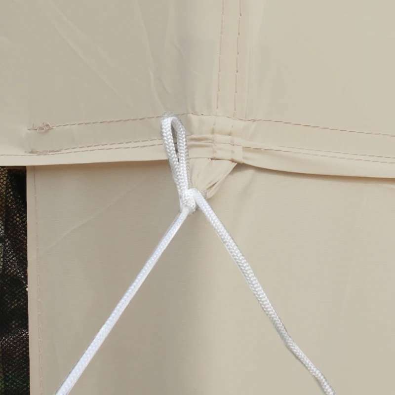 Outsunny 10' x 10' Canopy Tent, Party Tent with Mesh Netting and Double Tier Roof for Backyard, Garden, Patio, Outdoor, Beige