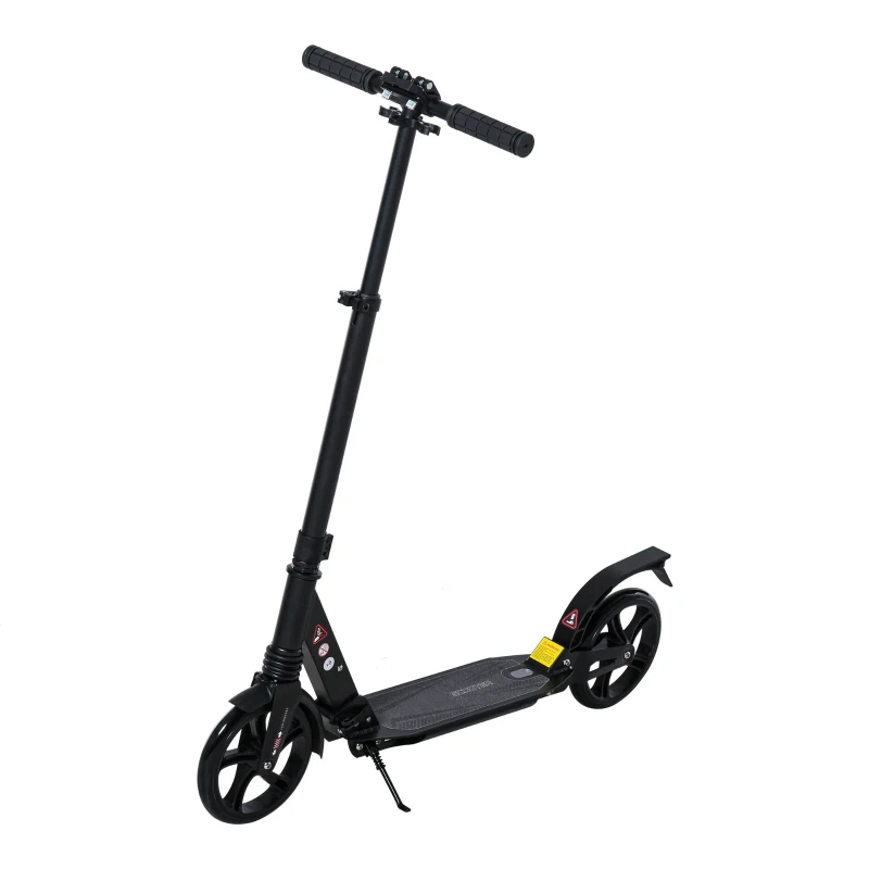 Soozier Kick Scooter Foldable Aluminum Ride On Toy For 8+ Adult Teens with Foot Brake, Adjustable Handle, 7.75'' Big Wheels, Black